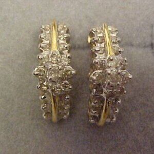 10Kt Yellow Gold Full-Carat Diamond Cluster Earrings